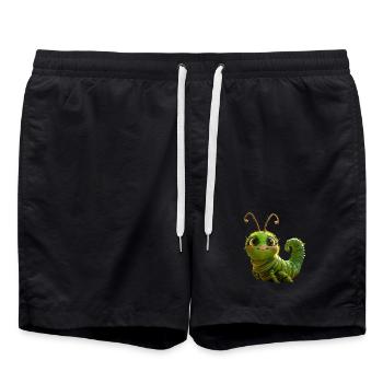 Chenille Drôle Larve Cadeau Mignon Chenille Verte - Short de bain - noir - Devant - AI Model Male 185 light (185cm)