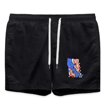 4. Juli Dinosaurier T-Rex amerikanische Flagge - Badeshorts - Schwarz - Vorne - AI Model Male 185 light (185cm)