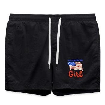 4. Juli USA Amerika Flagge - Badeshorts - Schwarz - Vorne - AI Model Male 185 light (185cm)