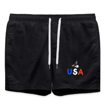 Adler USA amerikanische Flagge 4. Juli - Badeshorts - Schwarz - Vorne - AI Model Male 185 light (185cm)