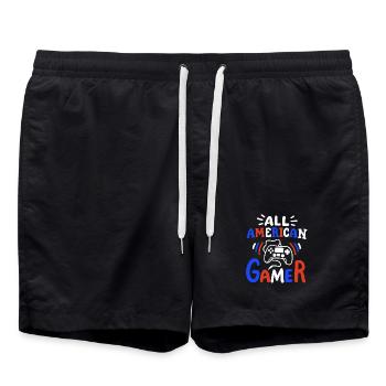 Amerikanischer Gamer 4. Juli - Badeshorts - Schwarz - Vorne - AI Model Male 185 light (185cm)