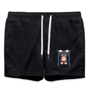 Maulwurf Bodybuilder Klimmzüge Bodybuilding - Badeshorts - Schwarz - Vorne - AI Model Male 185 light (185cm)