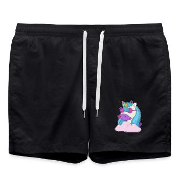 Unicorn Clouds - Swim Trunks - black - Front - AI Model Male 185 light (185cm)