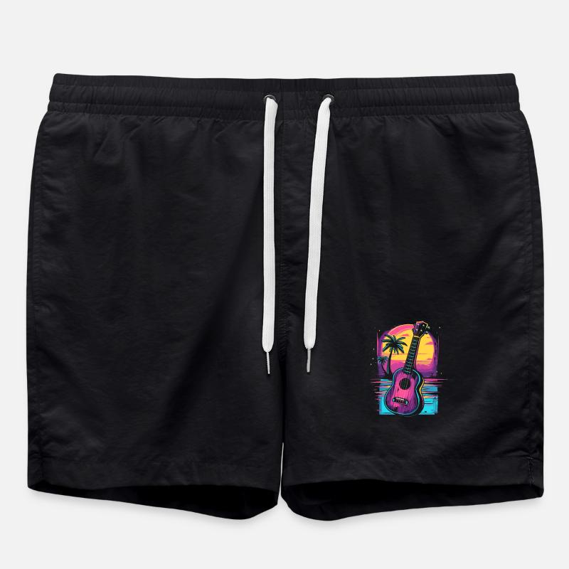 Ukulele 80er Jahre Look - Badeshorts - Schwarz