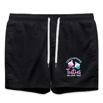 Touchdowns oder Tutus für Gender-Reveal-Partys - Badeshorts - Schwarz - Vorne - AI Model Male 185 light (185cm)