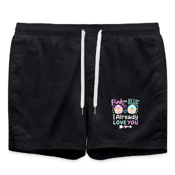 Pink oder Blau Gender-Reveal-Party - Badeshorts - Schwarz - Vorne - AI Model Male 185 light (185cm)