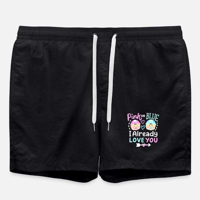 Pink oder Blau Gender-Reveal-Party - Badeshorts - Schwarz