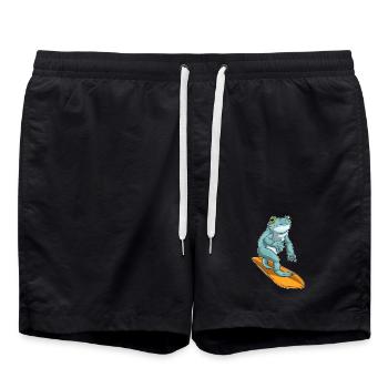 Frosch Surfen Surfbrett Sommer - Badeshorts - Schwarz - Vorne - AI Model Male 185 light (185cm)