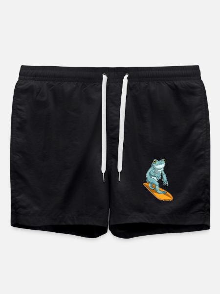 Frog Surfing Surfboard Summer - Swim Trunks - black