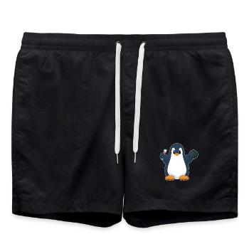 Pinguin Bowling Bowlingkugel Pin - Badeshorts - Schwarz - Vorne - AI Model Male 185 light (185cm)