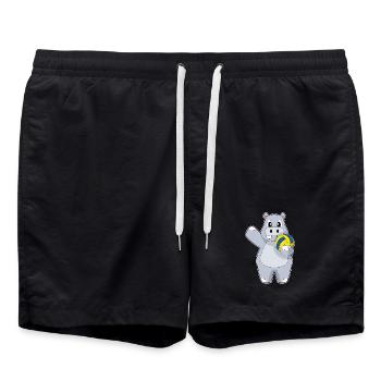 Nilpferd Volleyballspieler Volleyball - Badeshorts - Schwarz - Vorne - AI Model Male 185 light (185cm)