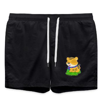 Tiger Winter Schal - Badeshorts - Schwarz - Vorne - AI Model Male 185 light (185cm)