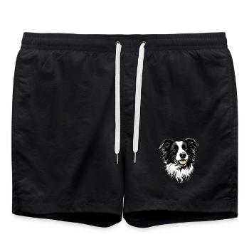 border collie chien amoureux chiot mignons collies - Short de bain - noir - Devant - AI Model Male 185 light (185cm)