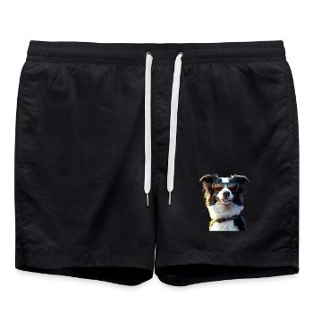 border collie chien amoureux chiot mignons collies - Short de bain - noir - Devant - AI Model Male 185 light (185cm)