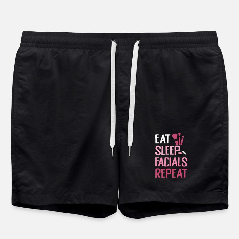 Eat Sleep Facials Repeat - Swim Trunks - black