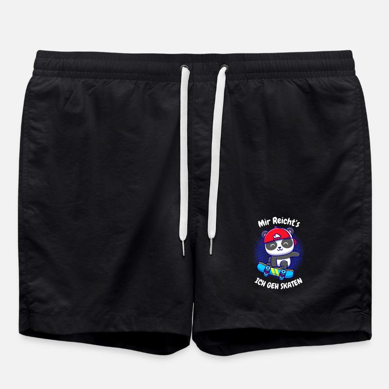 Kleiner Panda auf Skateboard - Badeshorts - Schwarz