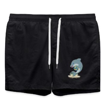 Delfin Volleyballspieler Volleyball - Badeshorts - Schwarz - Vorne - AI Model Male 185 light (185cm)
