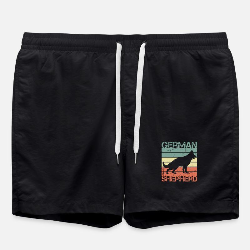 Retro Deutscher Schäferhund - Badeshorts - Schwarz