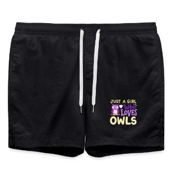 Eulen Eulenliebhaber - Badeshorts - Schwarz - Vorne - AI Model Male 185 light (185cm)