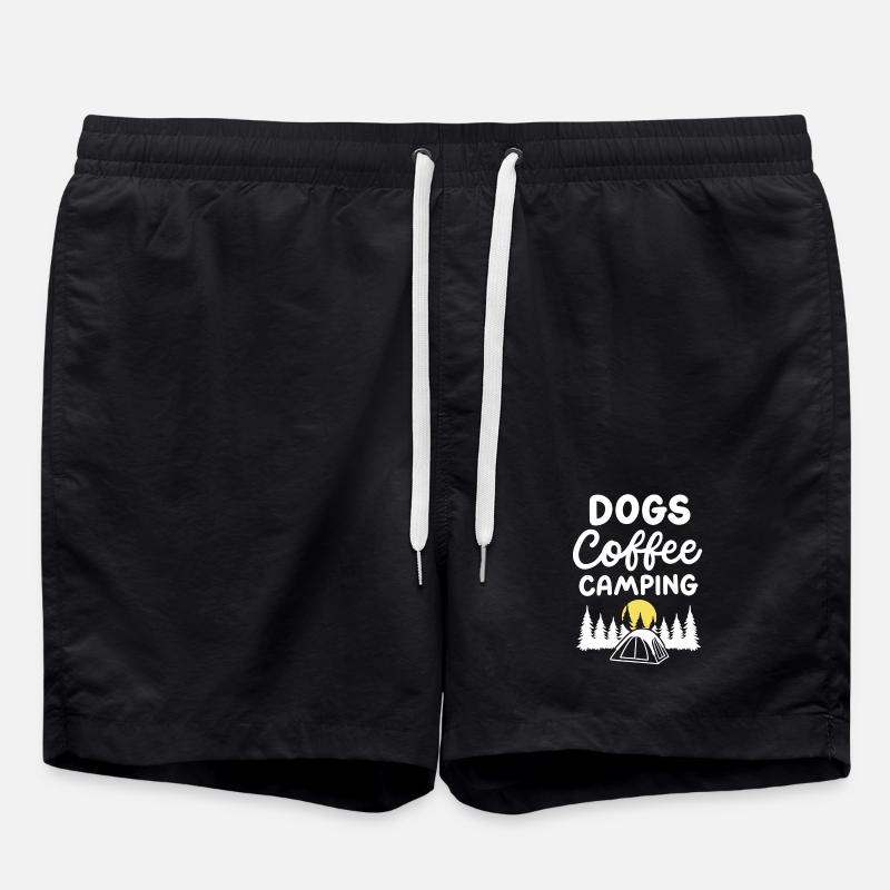Hunde Kaffee Camping - Badeshorts - Schwarz