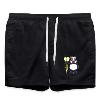 Panda Dart Dartpfeil - Badeshorts - Schwarz - Vorne - AI Model Male 185 light (185cm)