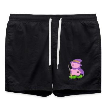 Balai Sorcière Cochon - Short de bain - noir - Devant - AI Model Male 185 light (185cm)