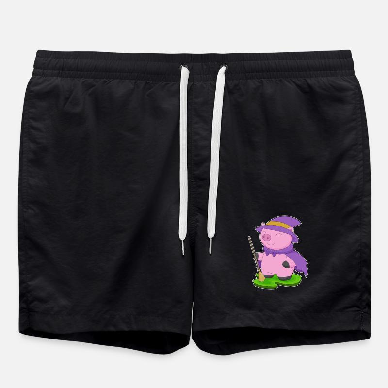 Pig Witch Broom - Swim Trunks - black