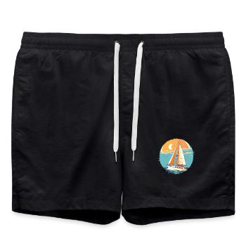 Sailing Comic Look - Swim Trunks - black - Front - AI Model Male 185 light (185cm)