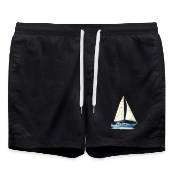 Sailboat Graphics - Swim Trunks - black - Front - AI Model Male 185 light (185cm)