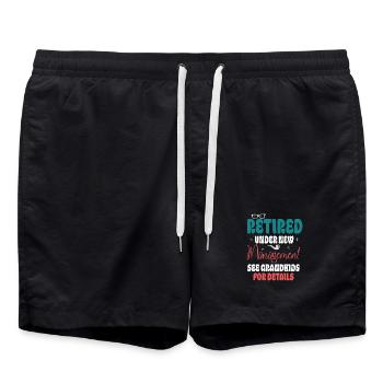 Retired Under New Management See Grandkids Funny - Swim Trunks - black - Front - AI Model Male 185 light (185cm)