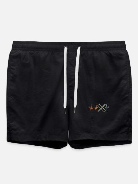 Stift und Lineal Herzlinie - Badeshorts - Schwarz