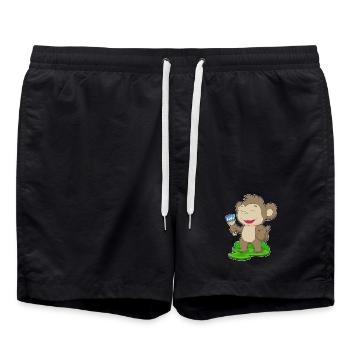 Affe Maler Pinsel Malen - Badeshorts - Schwarz - Vorne - AI Model Male 185 light (185cm)