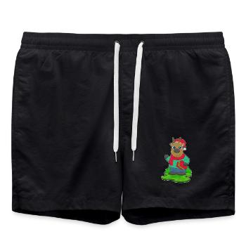 Rentier Weihnachten Paket - Badeshorts - Schwarz - Vorne - AI Model Male 185 light (185cm)