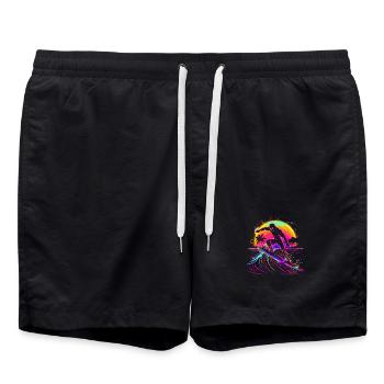 Surfer Vaporwave - Swim Trunks - black - Front - AI Model Male 185 light (185cm)