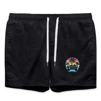 Video Games Vaporwave - Swim Trunks - black - Front - AI Model Male 185 light (185cm)