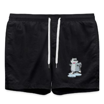 Waschbär Eislaufen Schlittschuhe - Badeshorts - Schwarz - Vorne - AI Model Male 185 light (185cm)