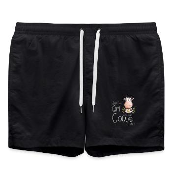 Just A Girl Who Loves Cows I Kuh Kühe - Badeshorts - Schwarz - Vorne - AI Model Male 185 light (185cm)