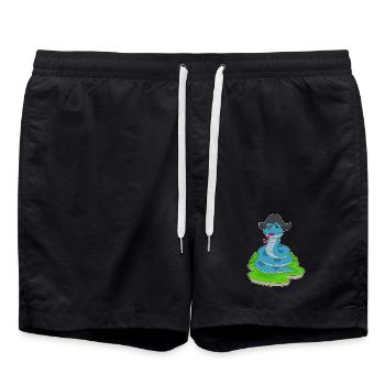 Schlange Pirat Piratenhut - Badeshorts - Schwarz - Vorne - AI Model Male 185 light (185cm)