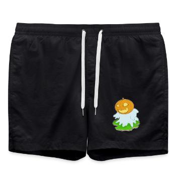 Citrouille fantôme d’Halloween - Short de bain - noir - Devant - AI Model Male 185 light (185cm)