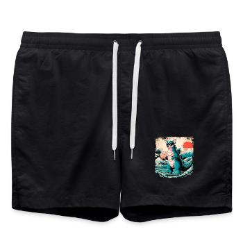 Funny Monster Chihuahua Dogzilla Anime Manga Japan - Swim Trunks - black - Front - AI Model Male 185 light (185cm)