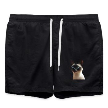 Siamkatze Siam Katze Siamese Cat Siamesen Katzen - Badeshorts - Schwarz - Vorne - AI Model Male 185 light (185cm)