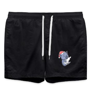 Chauve-souris mignonne fatiguée dormir à Noël - Short de bain - noir - Devant - AI Model Male 185 light (185cm)