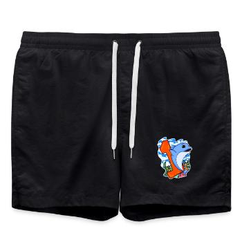 Zahl 1 Nummer Eins - Delfin Motiv - Badeshorts - Schwarz - Vorne - AI Model Male 185 light (185cm)