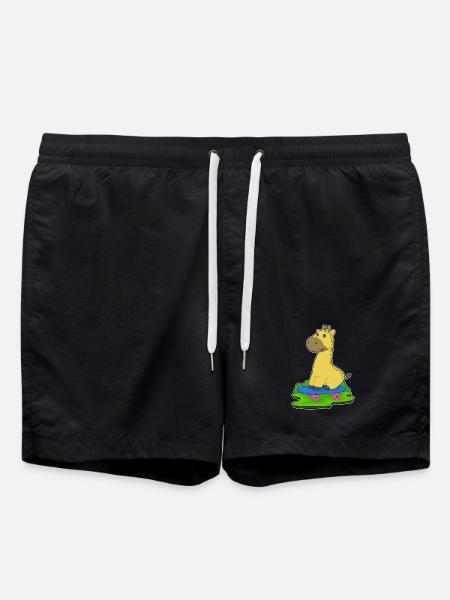 Giraffe Skater Skateboard - Swim Trunks - black