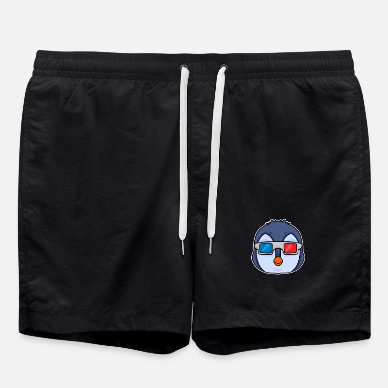 Pinguin 3D Brille Kino - Badeshorts - Schwarz