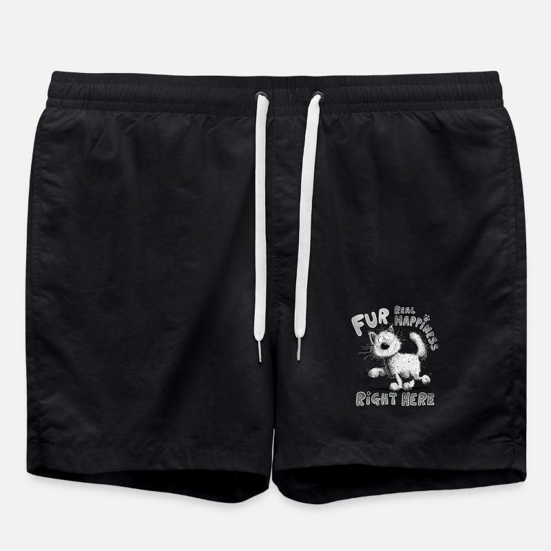 Fur Realy Happiness Right Here Katze Spruch Katzen - Badeshorts - Schwarz