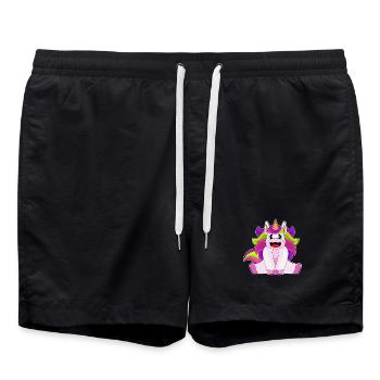 funny unicorn - Swim Trunks - black - Front - AI Model Male 185 light (185cm)
