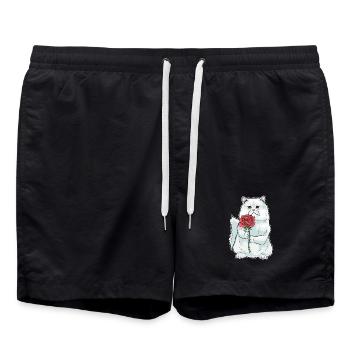 Rose perse Cat - Short de bain - noir - Devant - AI Model Male 185 light (185cm)