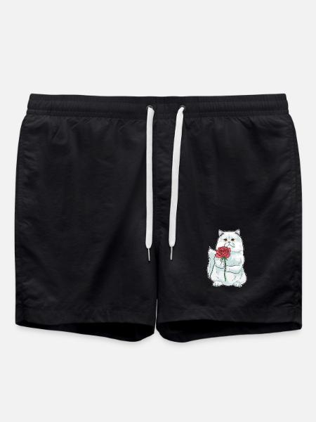 Rose perse Cat - Short de bain - noir