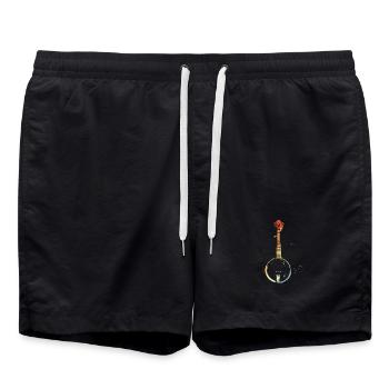 Retro Banjo Graphic - Swim Trunks - black - Front - AI Model Male 185 light (185cm)